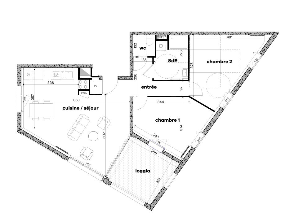 RENNES Villebois Mareuil - T3 de 70.35 m² avec grande terrasse RENNES Villebois Mareuil - T3 de 70.35 m² avec grande terrasse