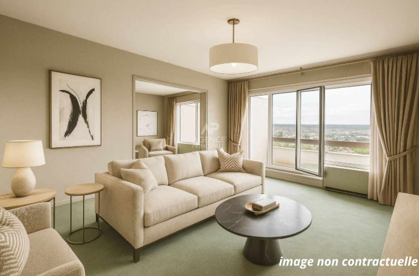 CHAVILLE -  2 pièces avec larges balcons en dernier étage