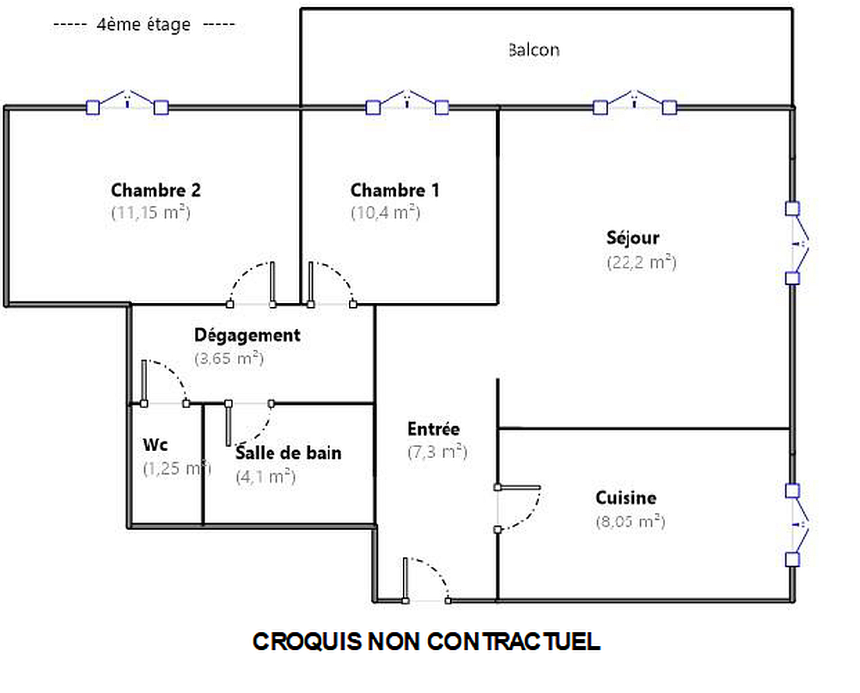 Photo Appartement Courbevoie 3 pièces 68m² + balcon image 3/6
