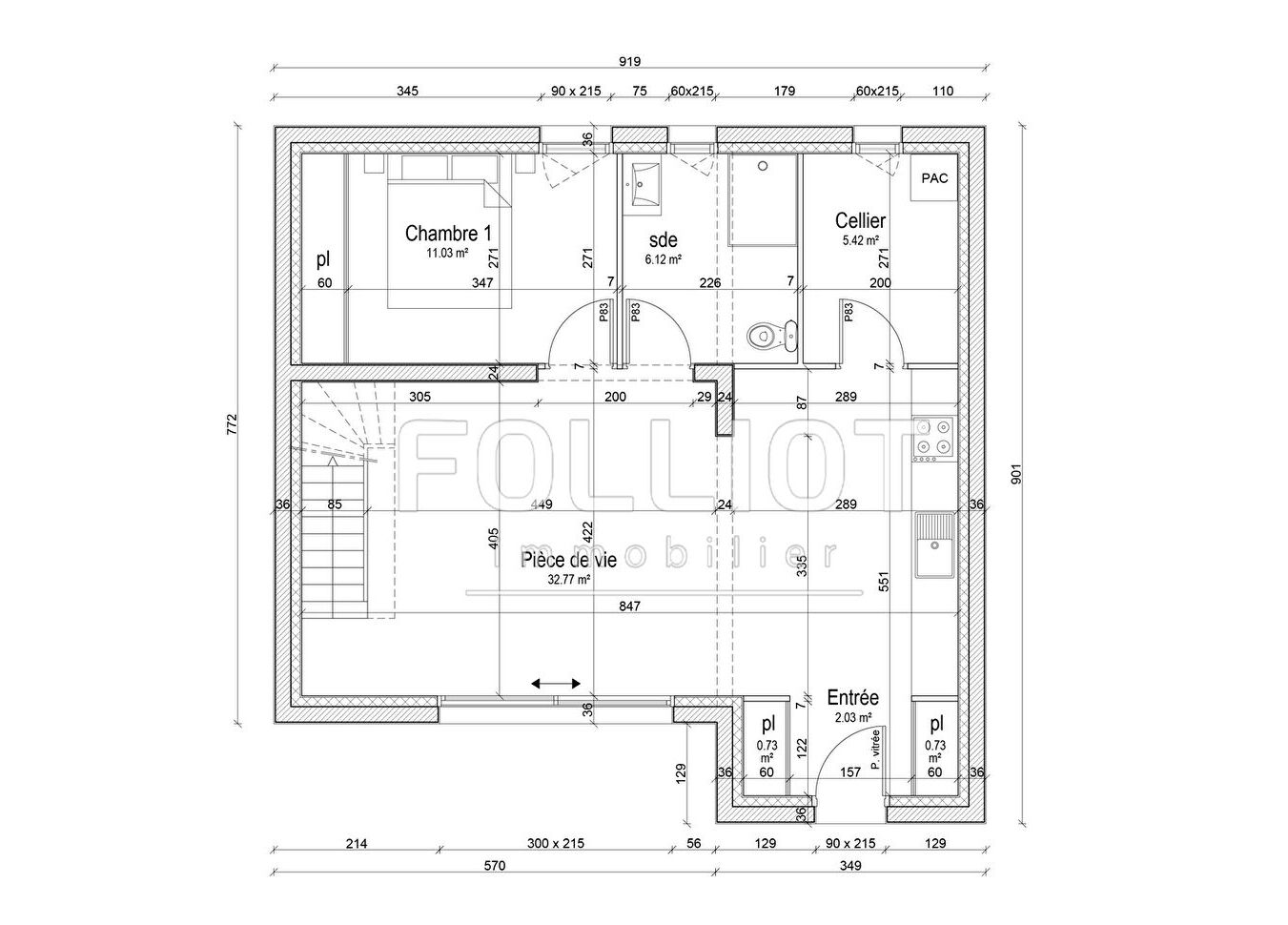 Photo Douvres La Délivrande, Maison de  4 pièces , 91m², chambre au RDC image 3/4