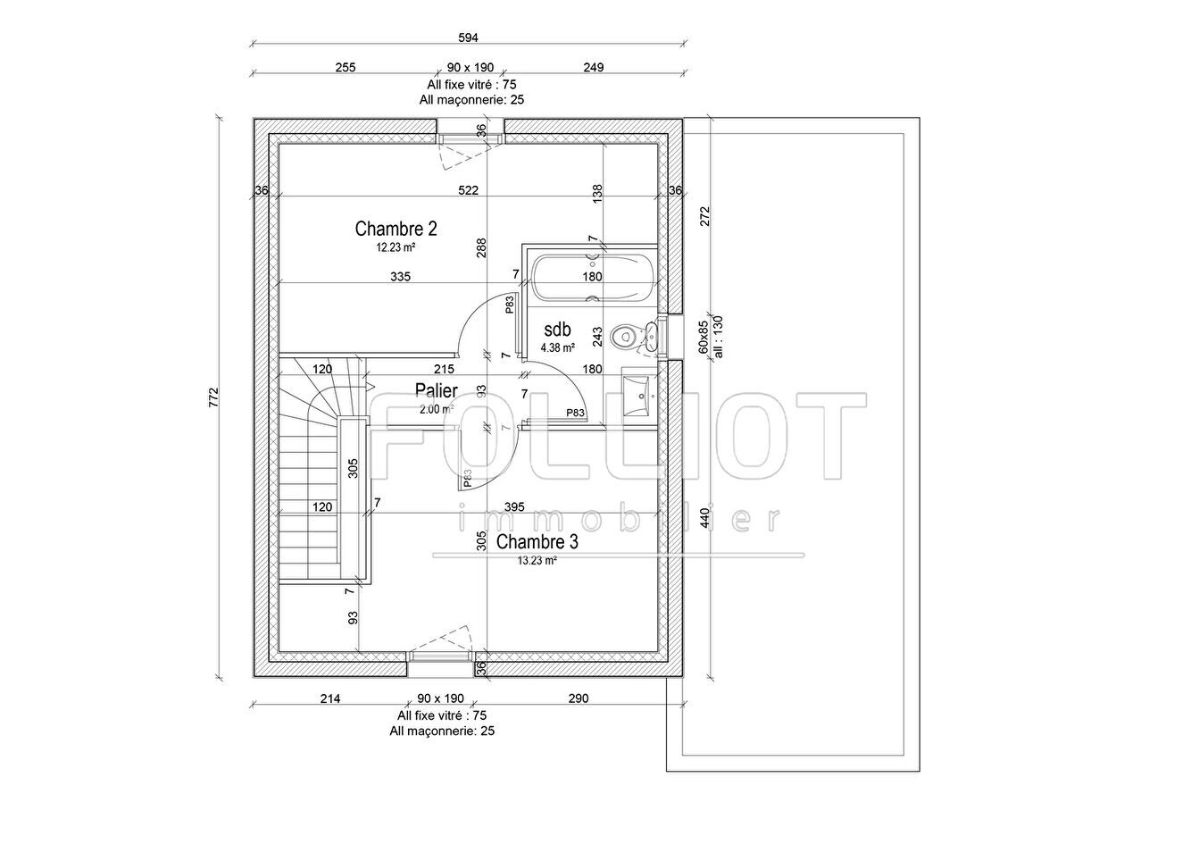 Photo Douvres La Délivrande, Maison de  4 pièces , 91m², chambre au RDC image 4/4