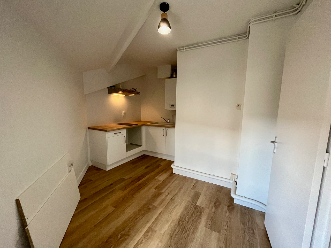 Photo Villeneuve sur Lot, appartement T2 rénové A NEUF offrant une surface habitable de 46 m². Ses atouts : * grande pièce de vie de 24 m² lumineuse, * chambre joliment décorée * salle d'eau avec grande douche à l'italienne attenante, * WC indépendant, * cuisin image 4/6