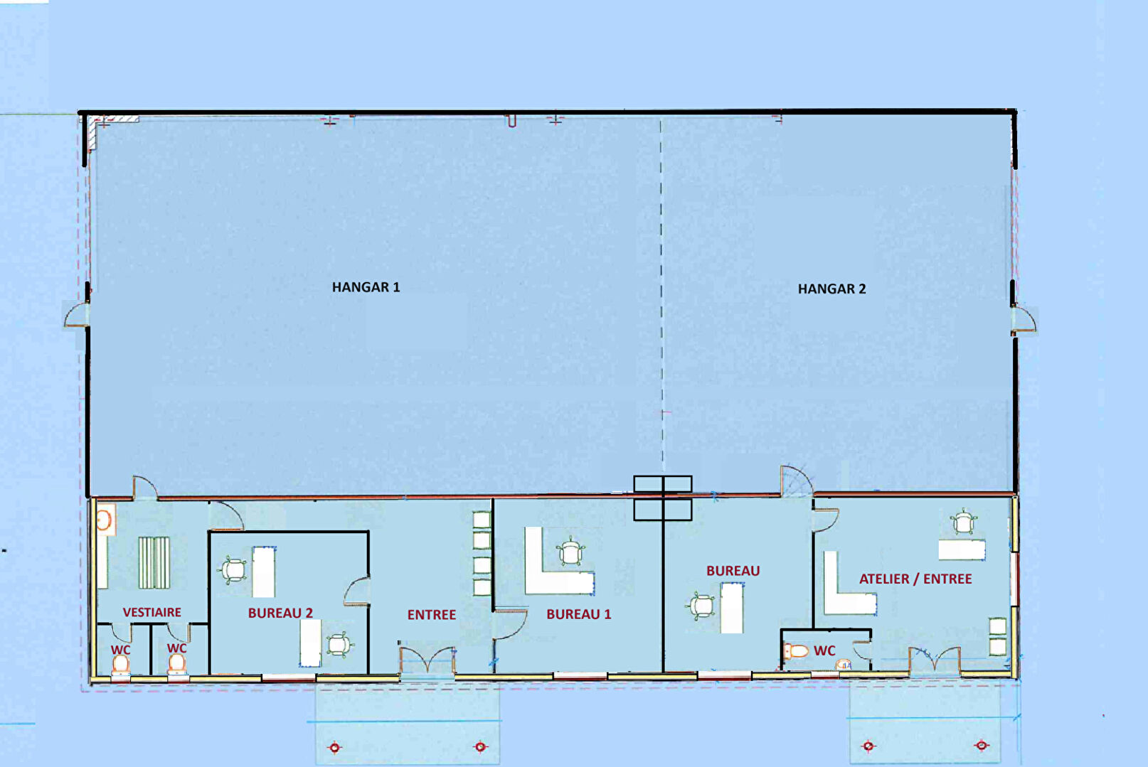 Photo Local professionnel NEUF à CANCON, proche N21 avec accès facile pour camions, d'environ 215 m² avec son parc extérieur attenant. L'entrepôt principal de 155 m² a une grande porte et est attenant aux bureaux d'une surface de 60 m2 (2 bureaux, un hall d'ent image 3/6
