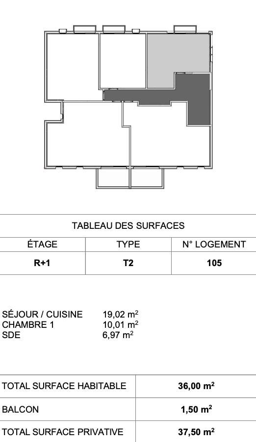 Photo T2 neuf avec place de parking image 2/5