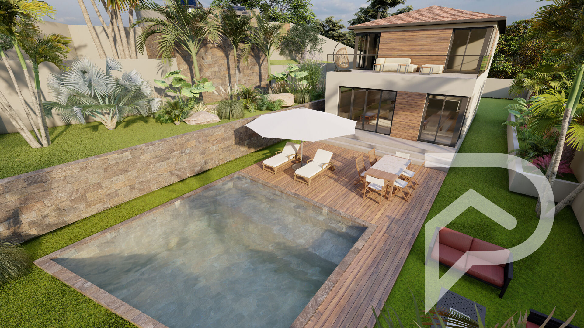 Villa d'architecte NEUVE avec piscine sur le mont Saint Clair à Sète vue MER/ETANG
