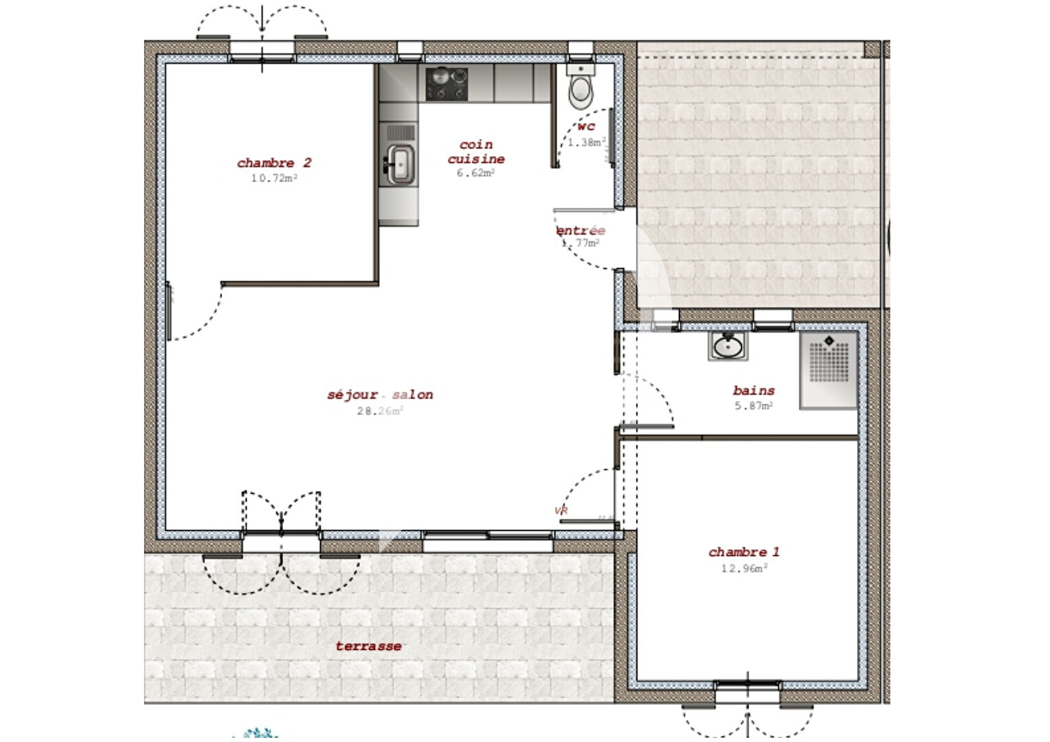 Photo Villelaure - Appartement T3 de 67.57 m2 en RDC avec jardin et terrasse image 2/3