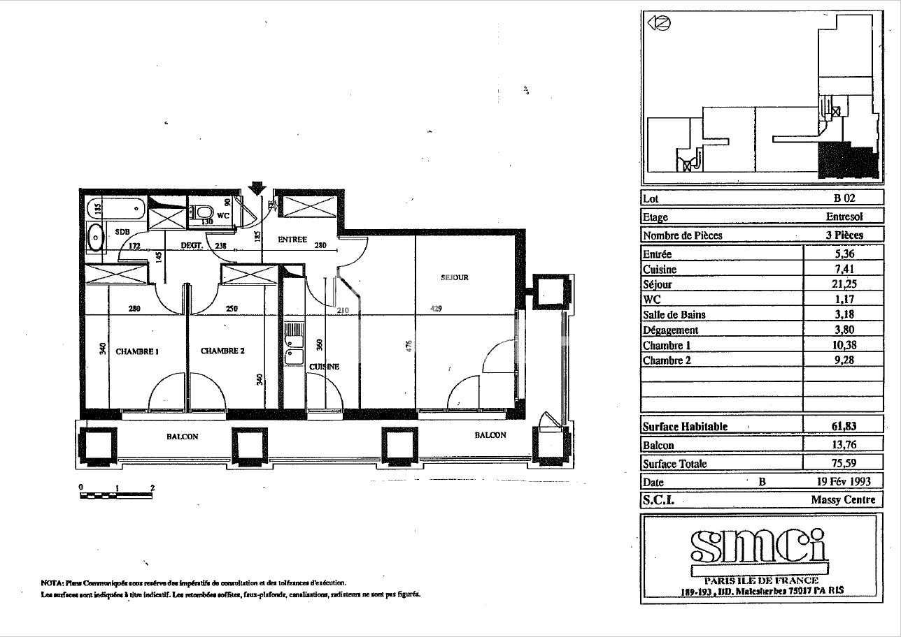 Appartement 3 pièces à vendre à Massy - Vieux Massy, proche RER