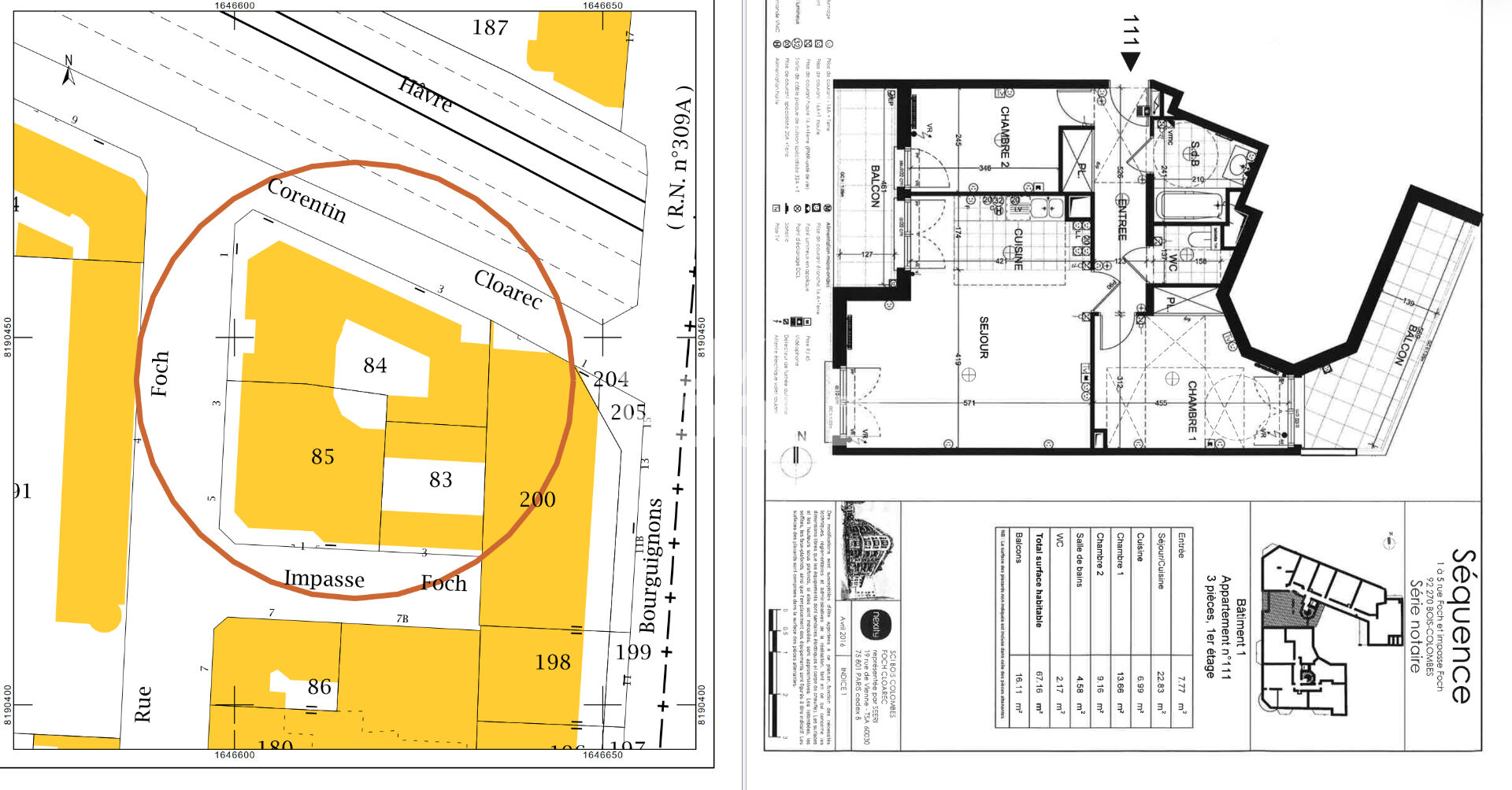 BOIS COLOMBES GARE/  LOCATION MEUBLEE 3 P.67 M² BALCONS