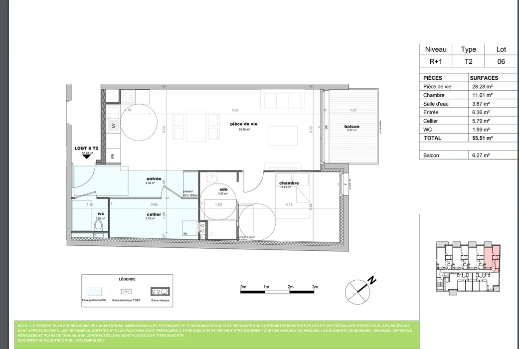 Appartement  2 pièce(s) 55.51 m2