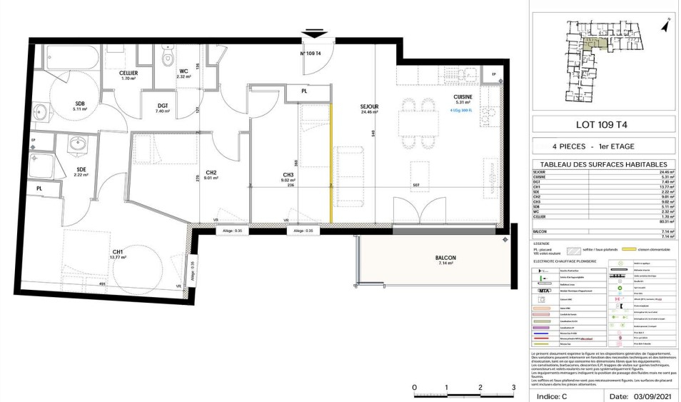 Appartement Poitiers 4 pièce(s) 80.31 m2