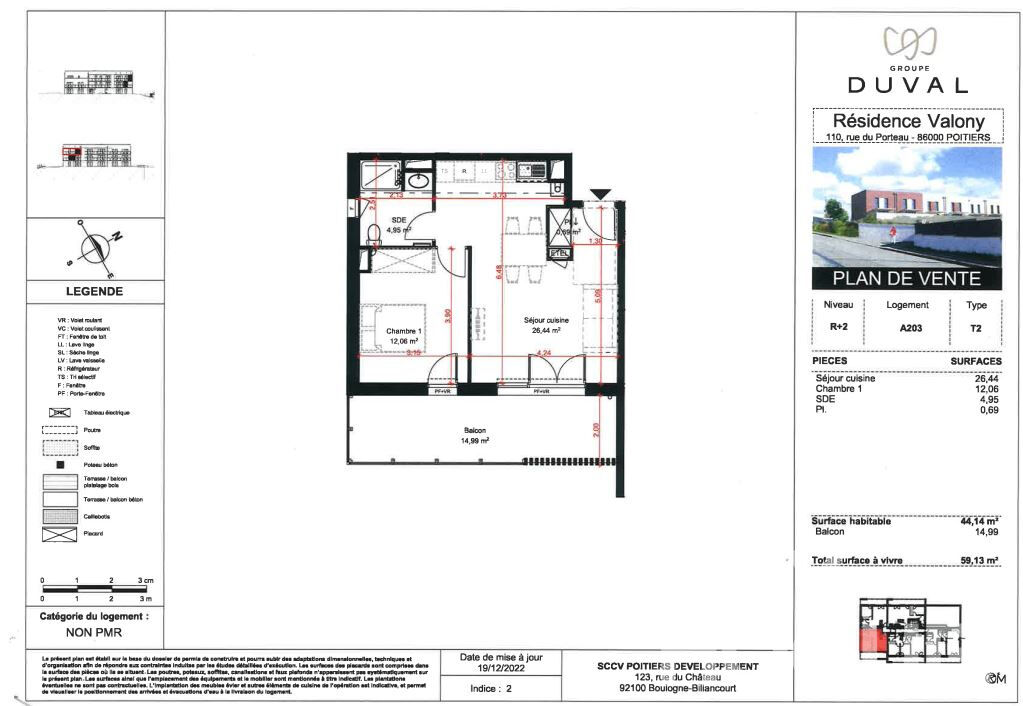 Appartement Poitiers 2 pièce(s) 44.14 m2