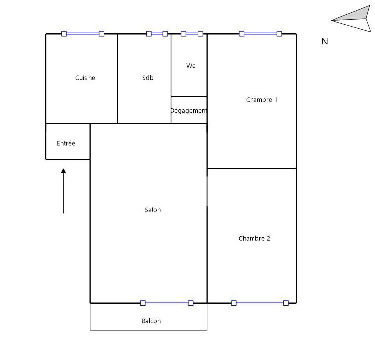 Appartement deux chambres avec balcon au calme