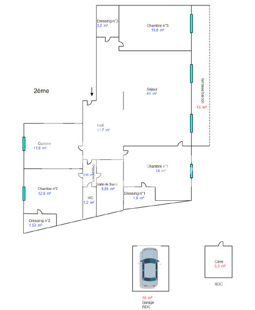Appartement T5 124.5 m²