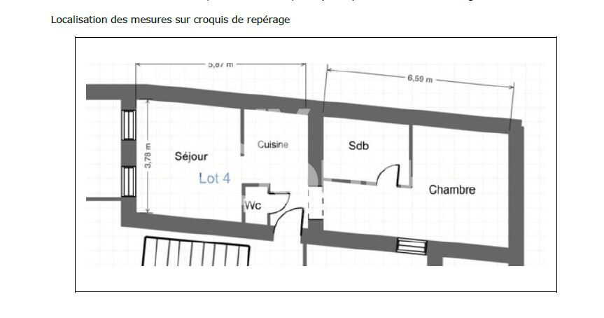 Appartement T 2 de 36.10m2 sur cours - terrasse 4.5 M2 - double expo  S/O au calme