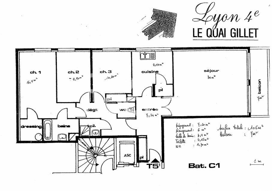 Appartement familial 105 m2 terrasse vue Saône, 2 garages en sous-sol, cave
