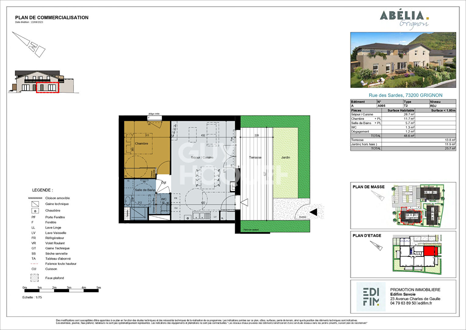 Appartement T2 de 48.6 M² Lot N° A 005