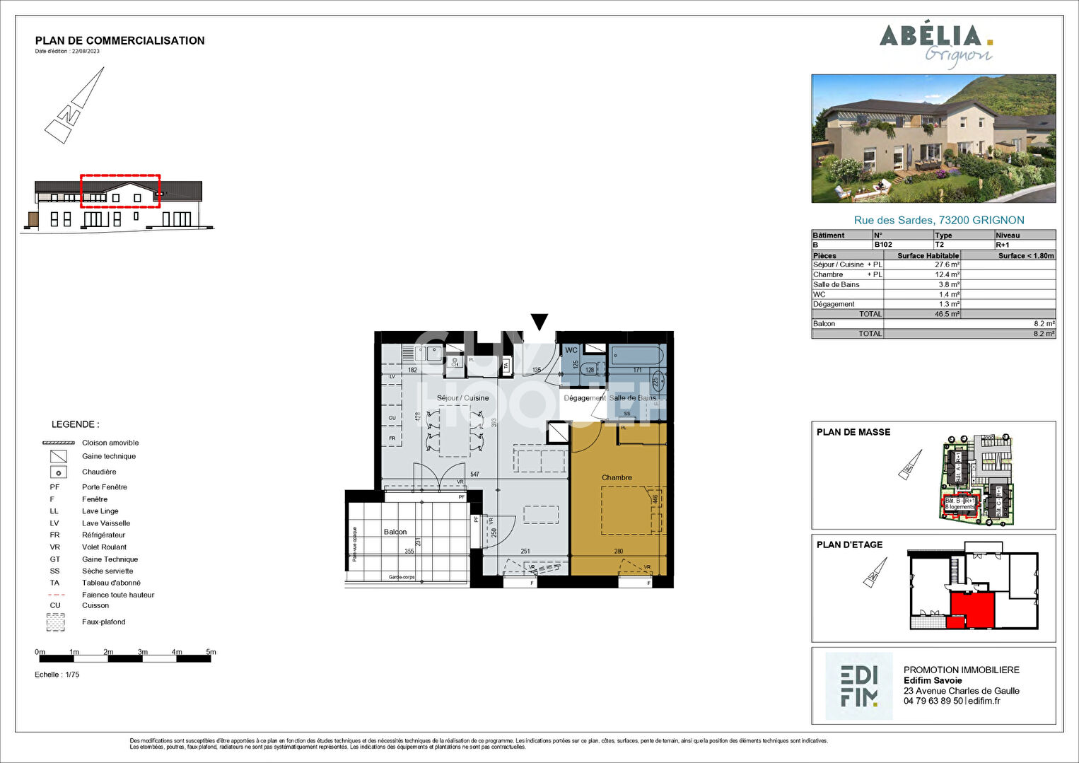 Appartement  T2 de 46.5 M² Lot N° B 102