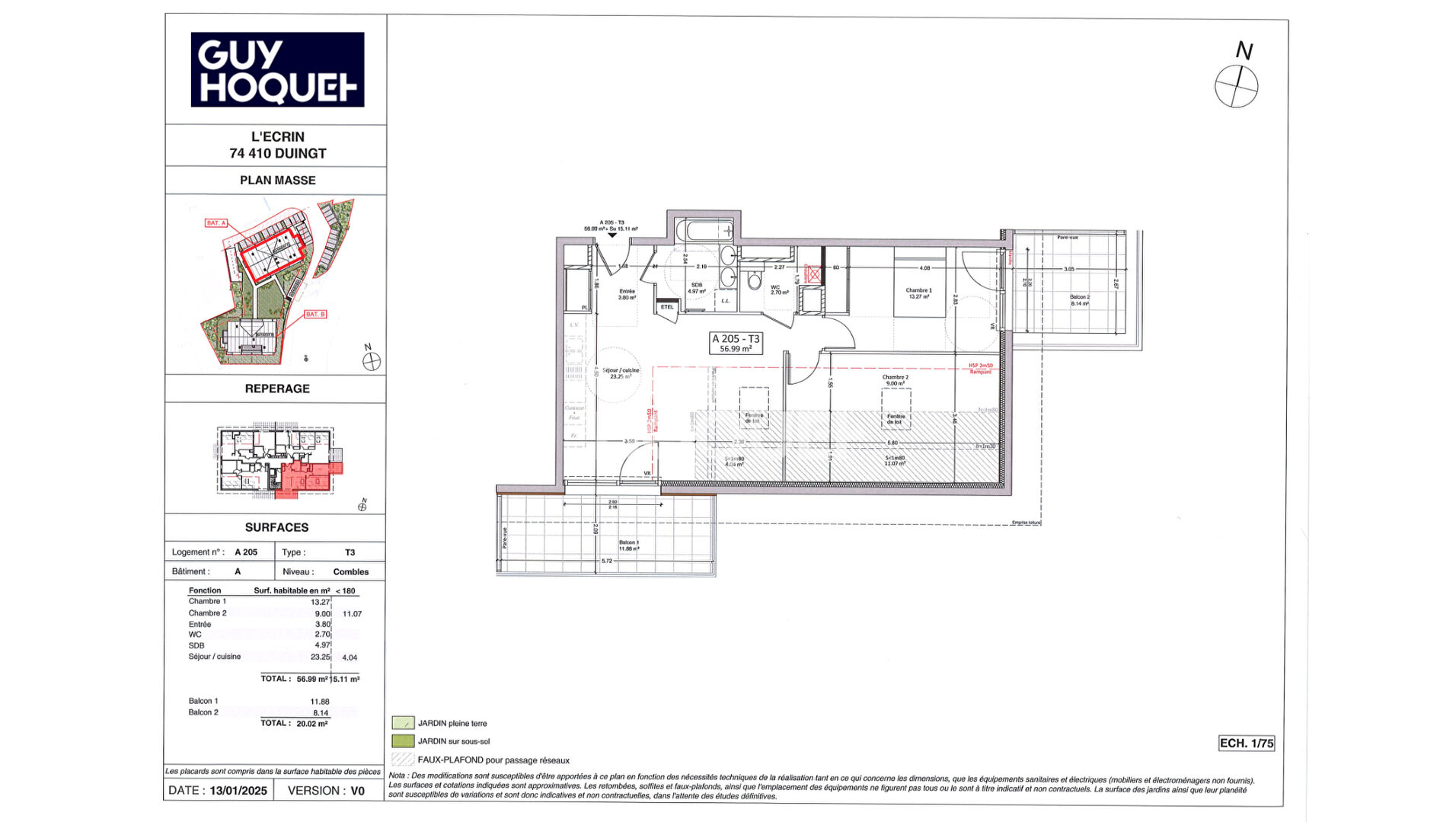 T3 Duingt - 72,10 m² - Balcons 20,02 m² - Sud