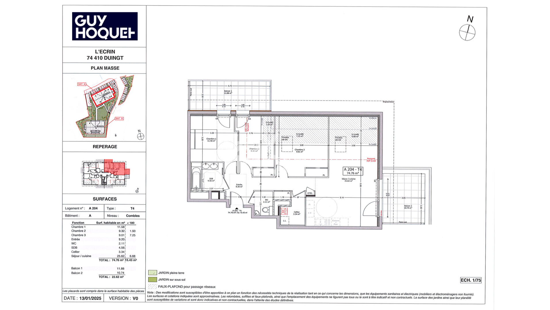 T4 Duingt - 90,19 m² - Balcons 22,62 m² - Est