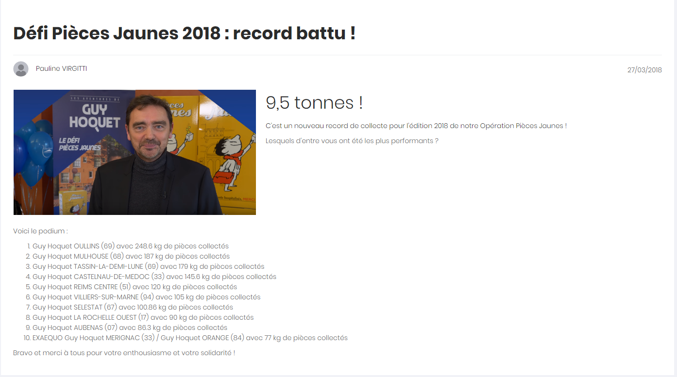 Pièces Jaunes Belle solidarité Ardéchoise !!