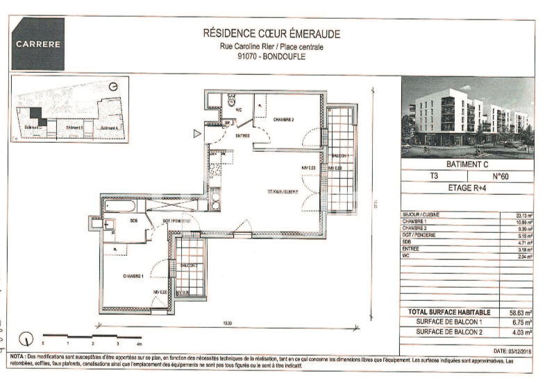 Appartement  3 pièce(s) 58.63 m2