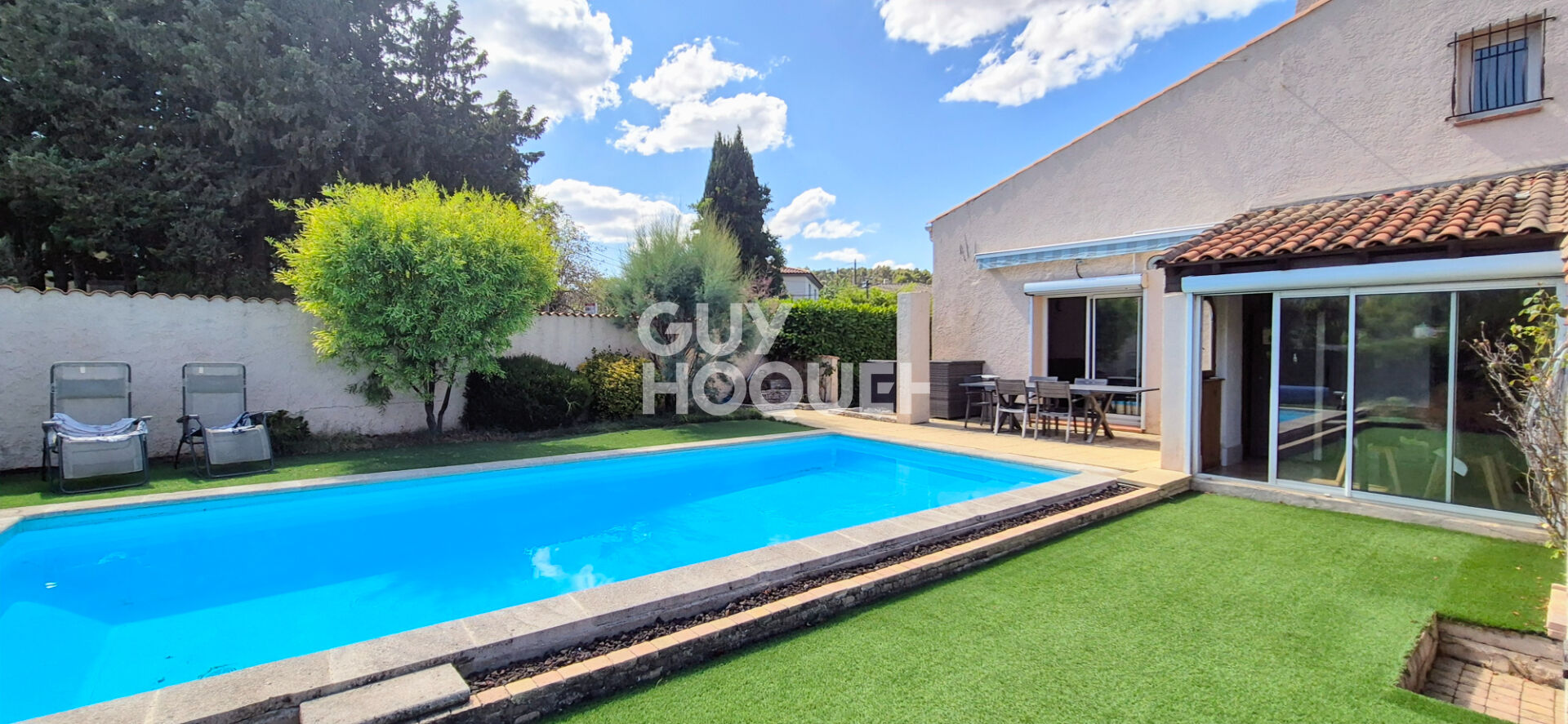 Bouc Bel Air, maison  de 129 m2 , 3 chambres , sur terrain de 540 m2 avec piscine