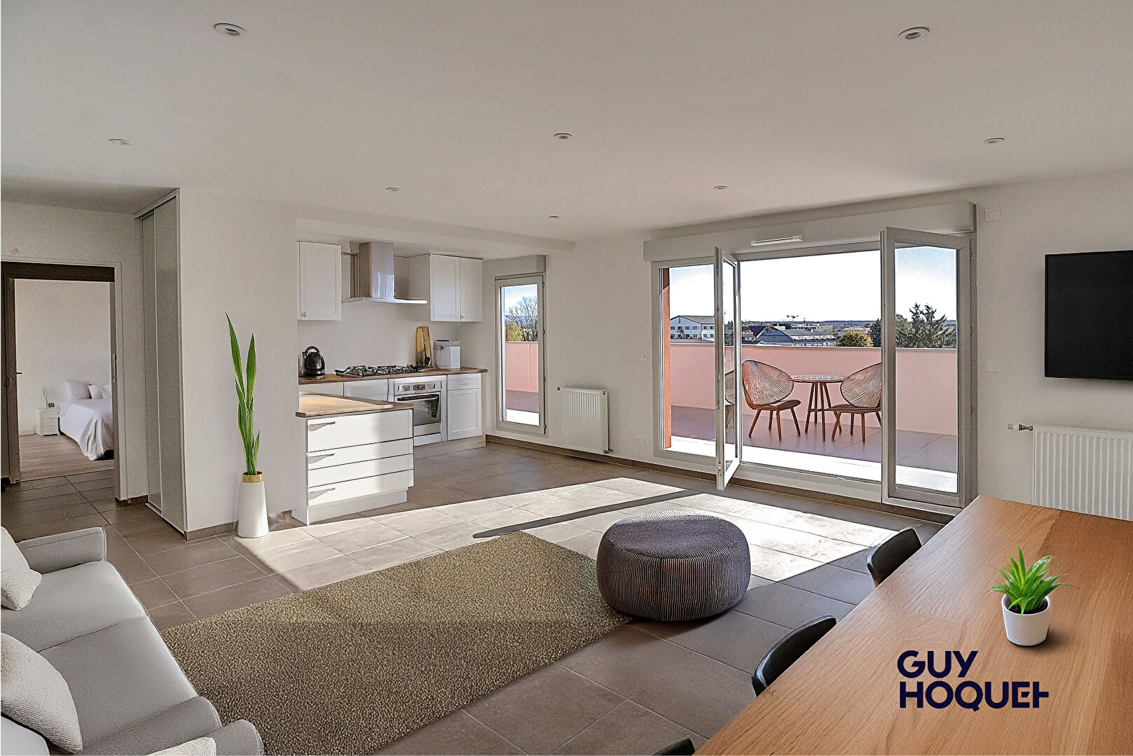 Appartement  en attique 4 pièces de 91 m²  avec double garage