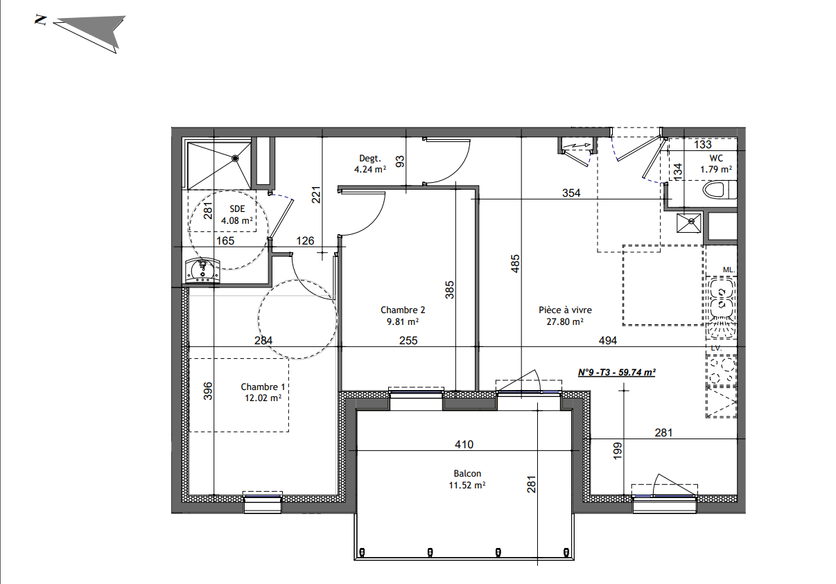 Appartement Epron 3 pièce(s) 60 m2