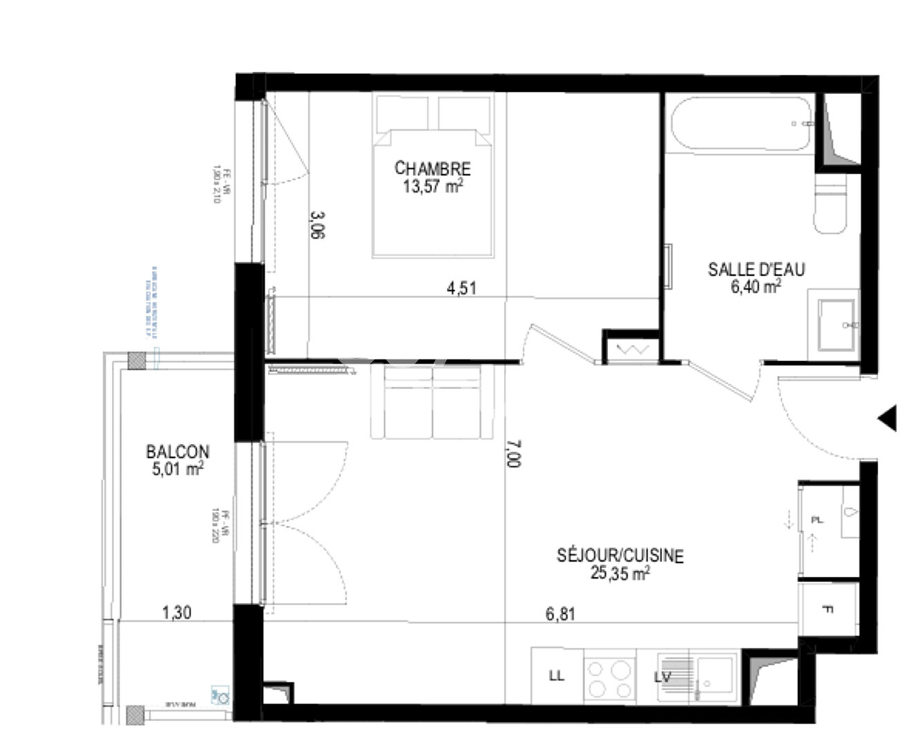 T2 - MONTEUX - 45 m² - avec balcon et parking -