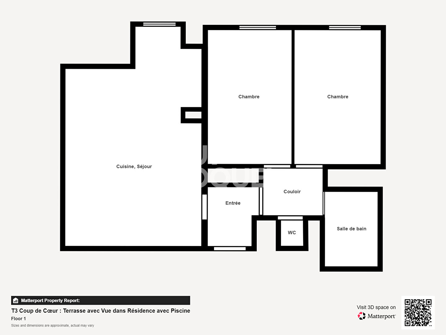 T3 Coup de Coeur : Terrasse avec Vue dans Résidence avec Piscine