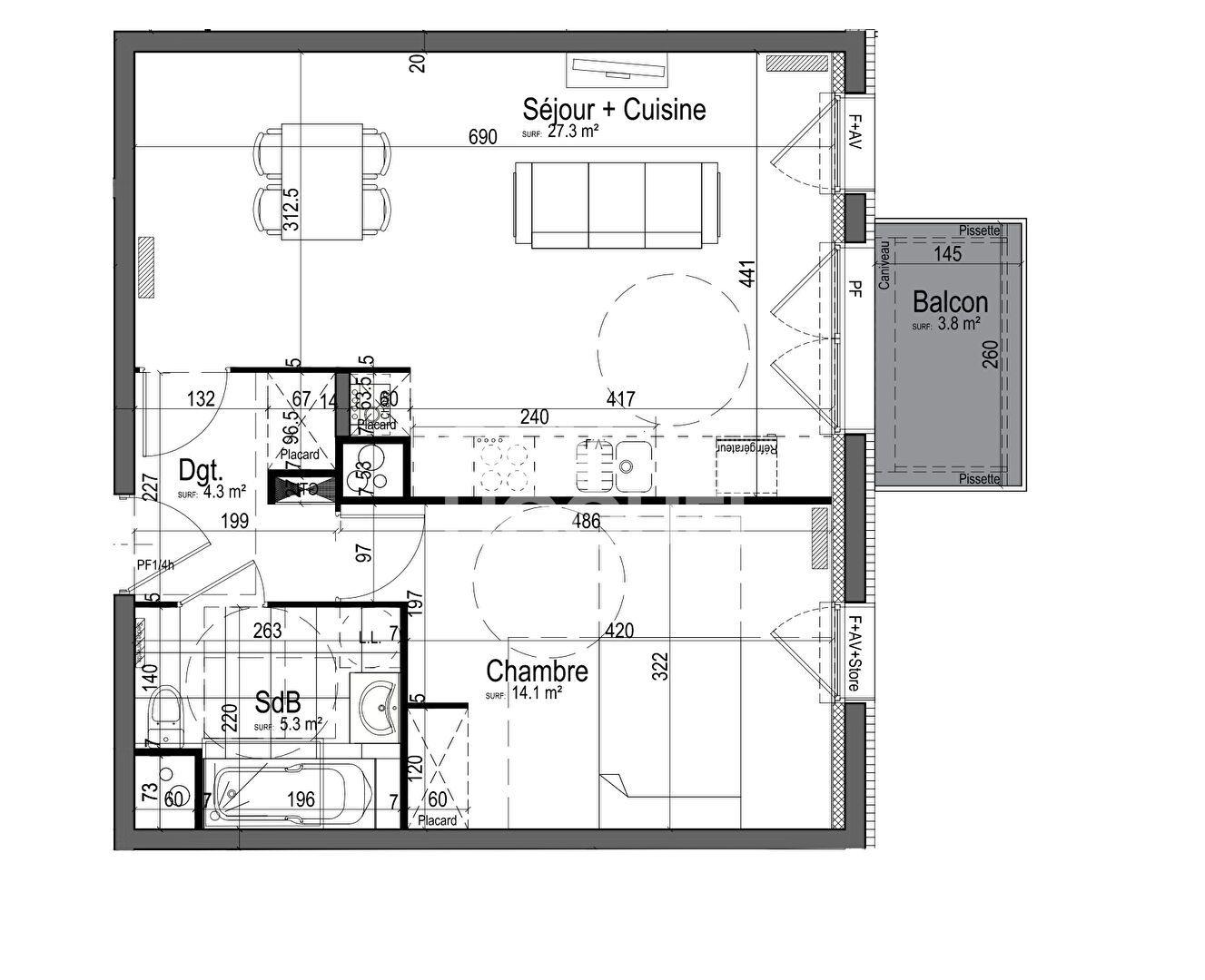 Appartement Chantilly 2 pièce(s) 52 m2