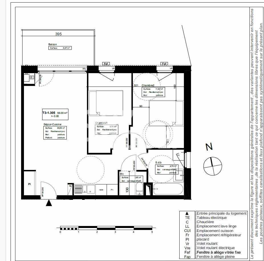 MAINVILLIERS T3 Neuf de 56.09 m² avec balcon