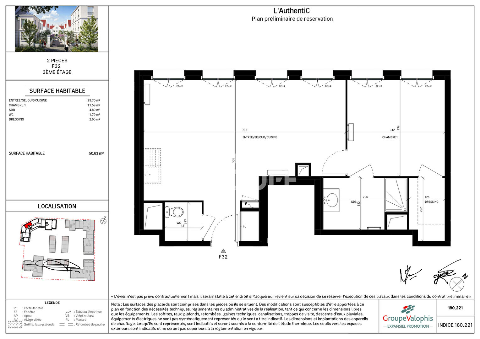 Appartement Serris 2 pièce(s) 50.63 m2