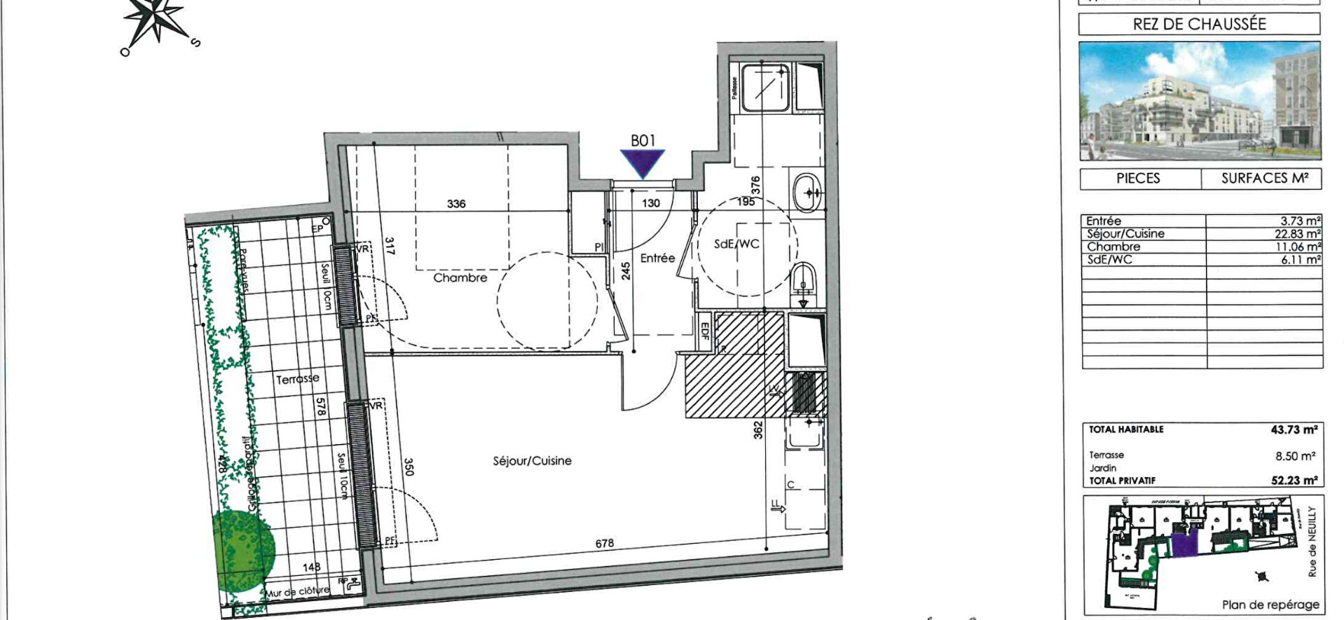 appartement en RDJ  meublé