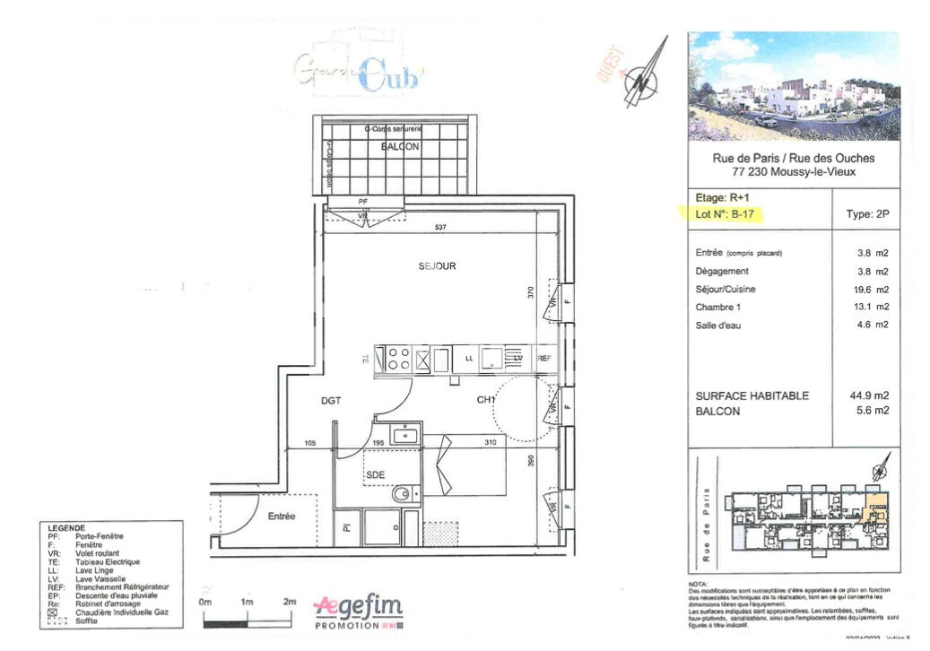 Appartement meublée MOUSSY LE VIEUX 2 pièce(s)