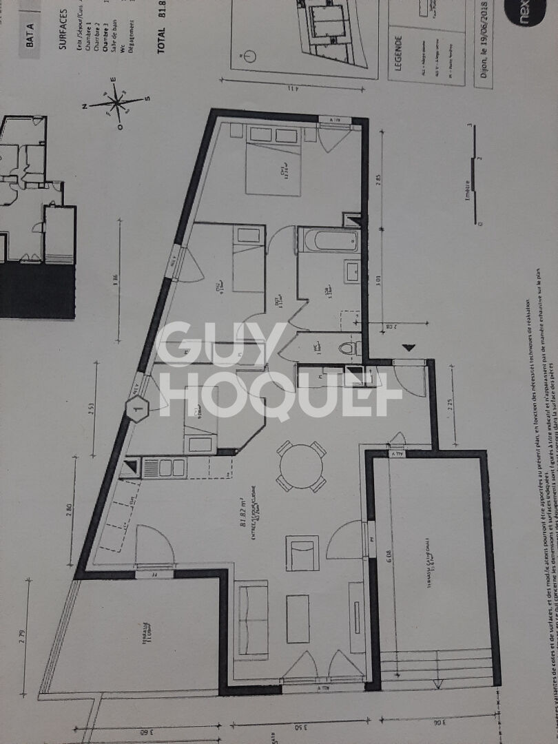 Appartement  4 pièce(s) 82 m2 avec terrain 64 m², proche de la toison d'or