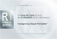 Guy Hoquet reçoit le prix Coup de Coeur du jury des R Awards