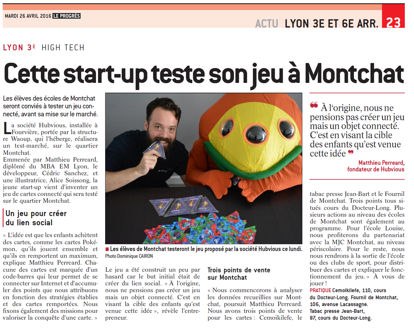 Un jeu de cartes connecté en test à Montchat