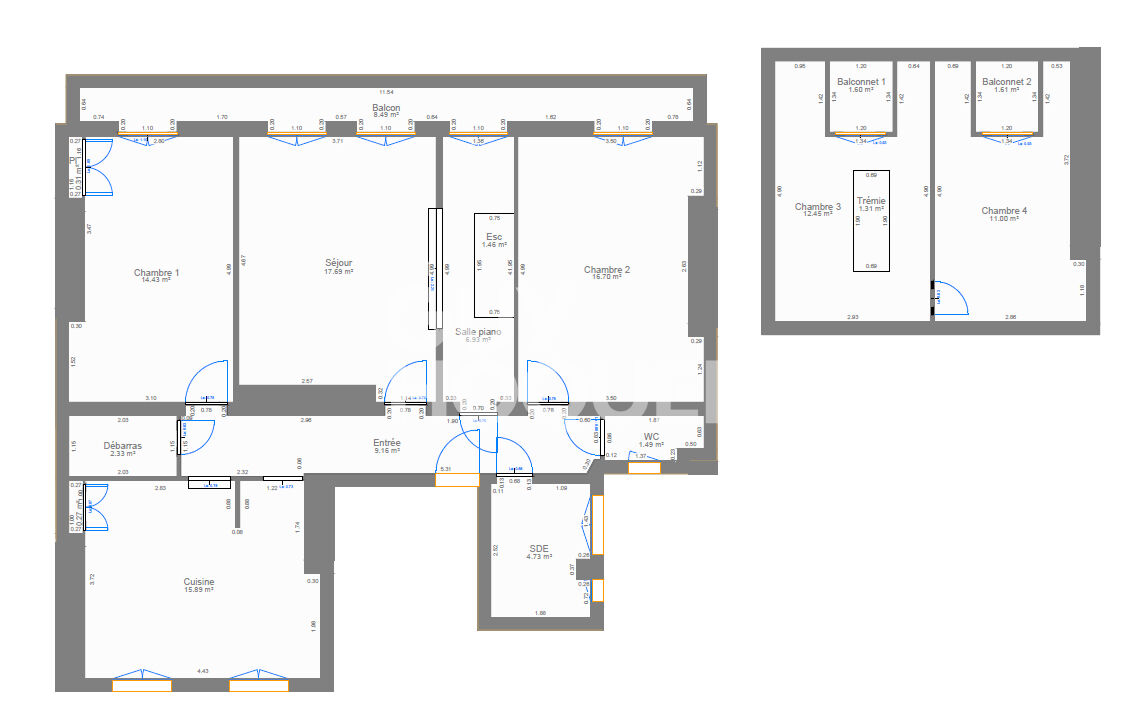 Duplex familial de 130m² avec extérieurs