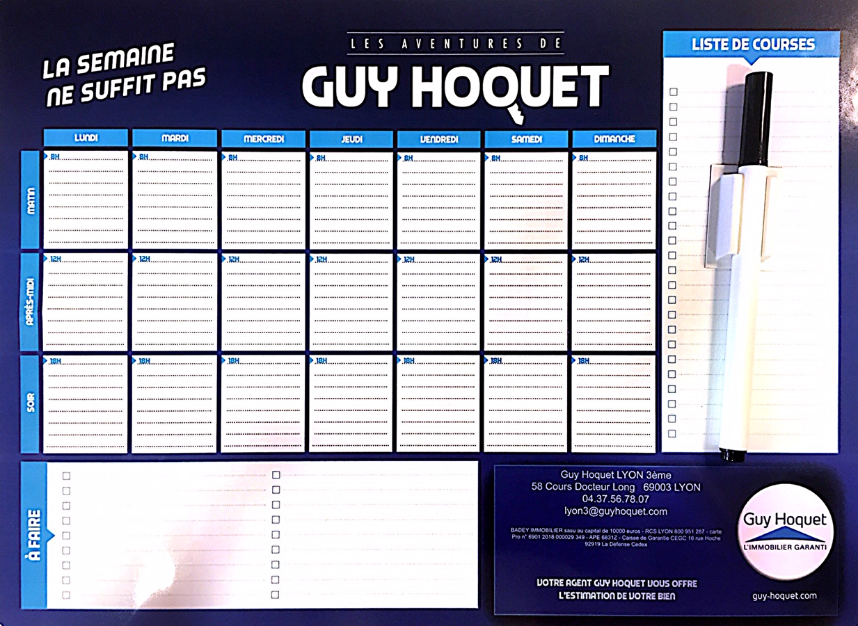 Vos nouveaux calendriers/plannings magnétiques GUY HOQUET  sont disponibles !