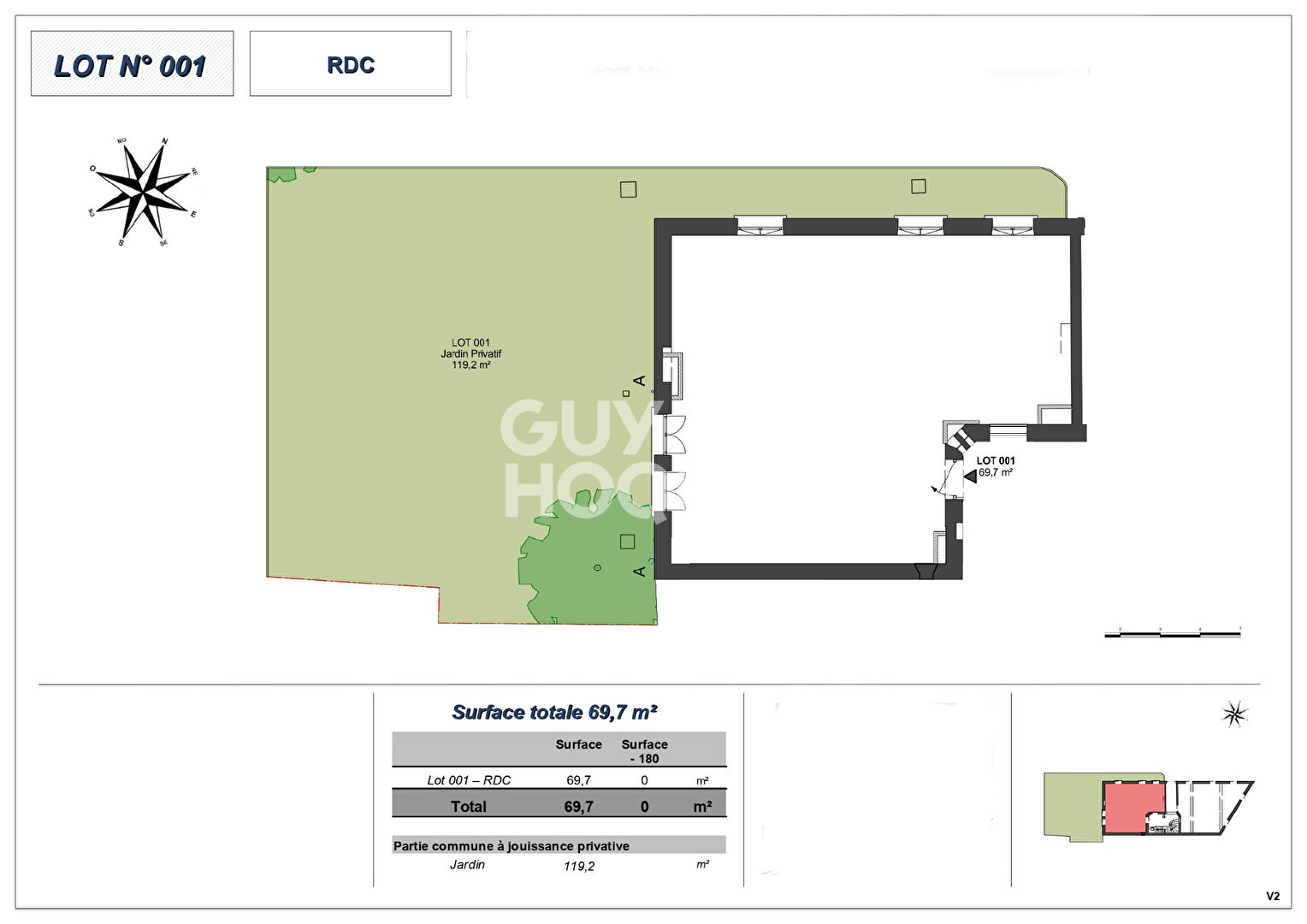 Appartement T3 bis en rez-de-jardin (Plateau à aménager), Montchat Bazin, Lyon 3ème (69003)