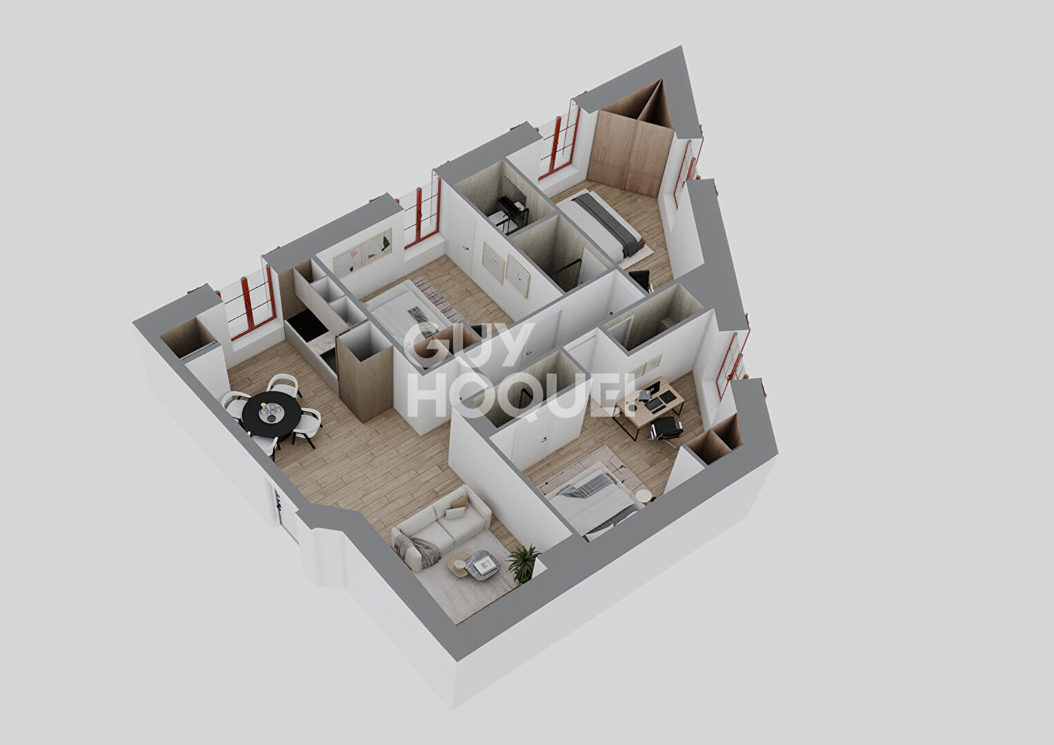 Appartement T4 avec petit extérieur (Plateau à aménager), Montchat Bazin, Lyon 3ème (69003)