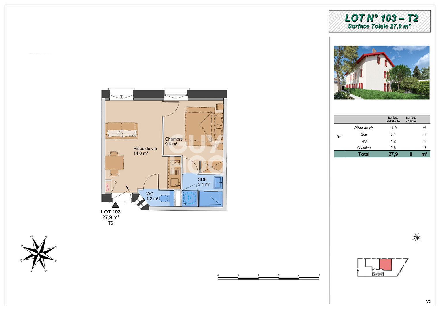 Appartement T2 (Plateau à aménager), Montchat Bazin, Lyon 3ème (69003)