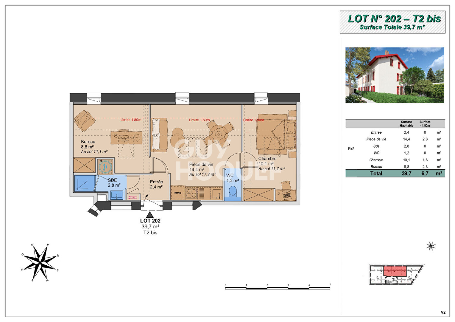 Appartement T2 bis (Plateau à aménager), Montchat Bazin, Lyon 3ème (69003)