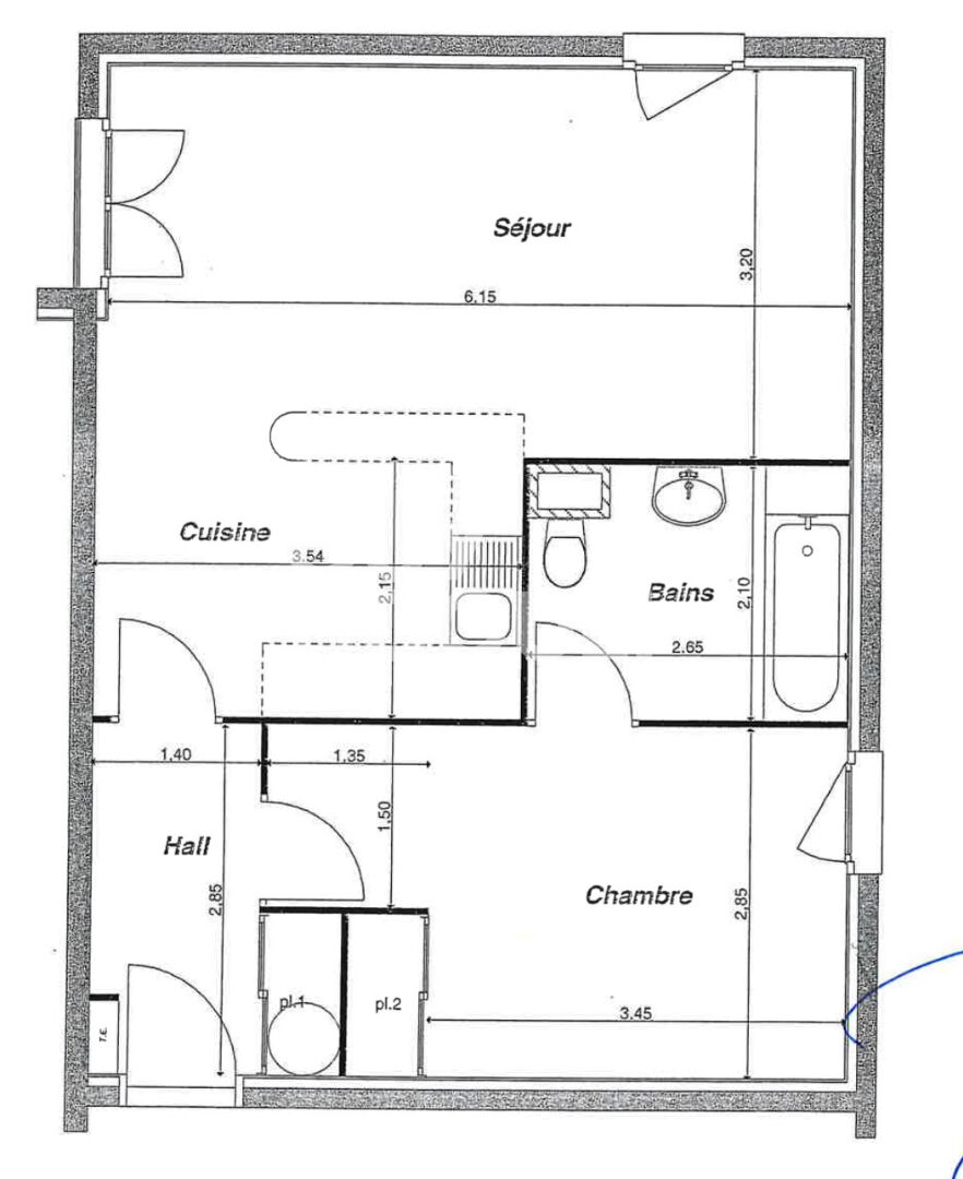 Proche métro Cuire - 50m2 T2 - Dernier étage - Caluire Et Cuire