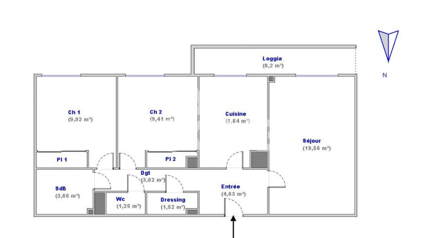 Appartement Lyon 3 pièces 63 m² balcon et garage
