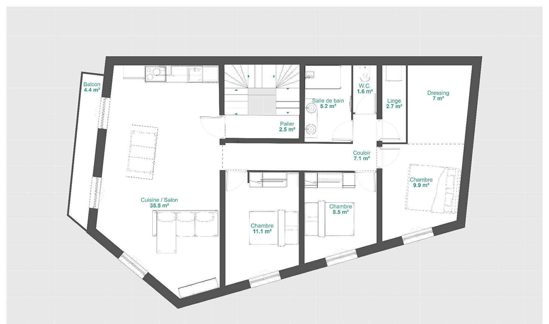 Appartement Mauguio Centre  4 pièces -  87 m2 avec grand garage et balcon