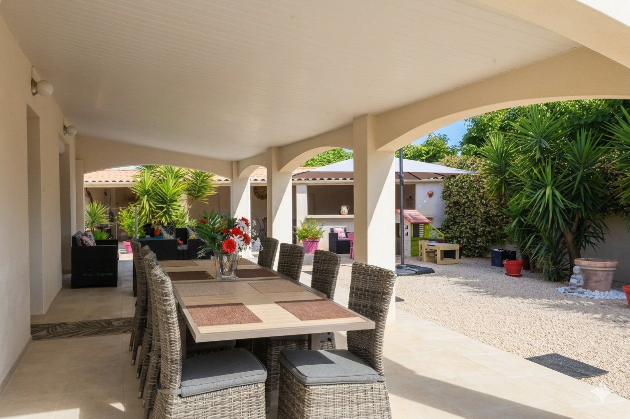 LUNEL  Villa T5 de plain-pied  avec piscine, pool-house de 50 m² et terrain de 722 m²
