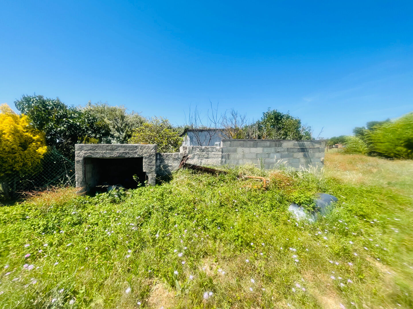 MAUGUIO terrain de loisir  7121m2  arboré avec forage, cabanon, arceau de serre , 2 entrées