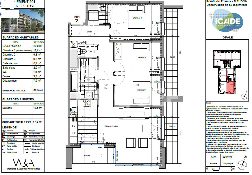 À VENDRE 4 PIÈCES + 3 BALCONS + 2 PLACES PARKING SOUS-SOL